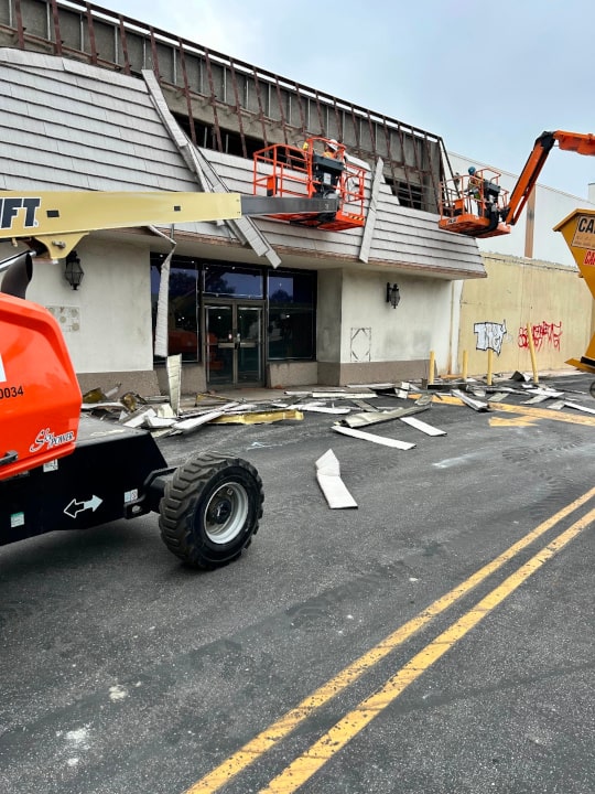 different lifts during demolition of erewhon store in glendale ca