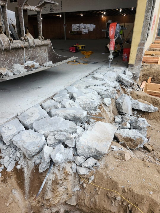 concrete slab demolition of erewhon store in glendale ca
