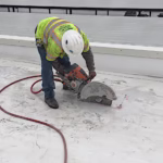 hand sawing concrete in century city, ca by intracut