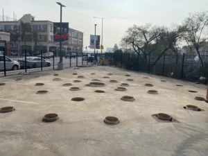 cored holes in parking lot