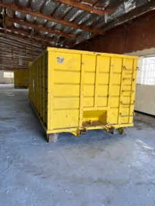 cinmark demolition project with dumpster bins view 1