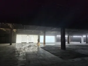 wide angle view of post interior strip demolition