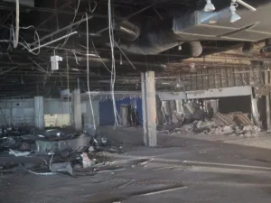 debris and dust from interior demolition - view 1