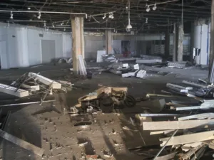 debris and dust from interior demolition - view 2