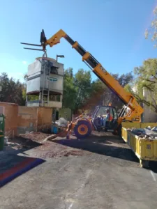 westlake labs demolition - boom lift equipment
