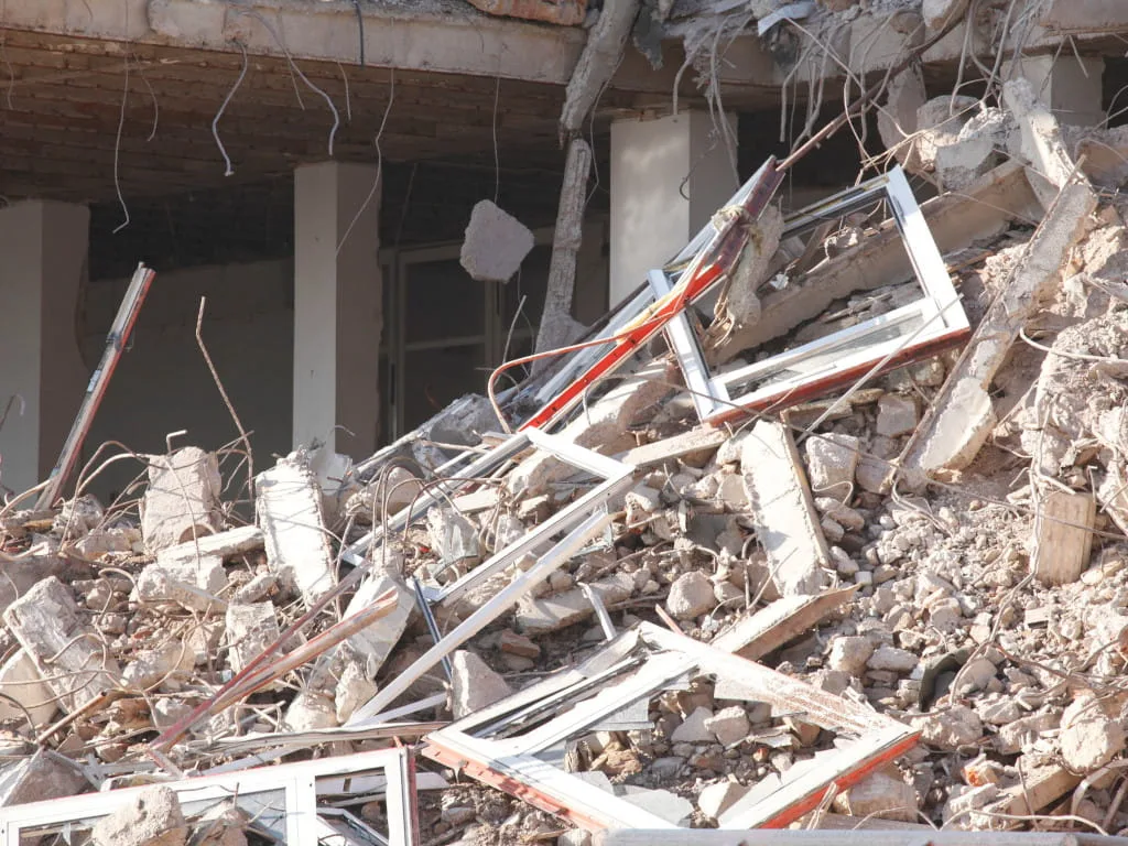 pile of concrete debris to be hauled away for recycling