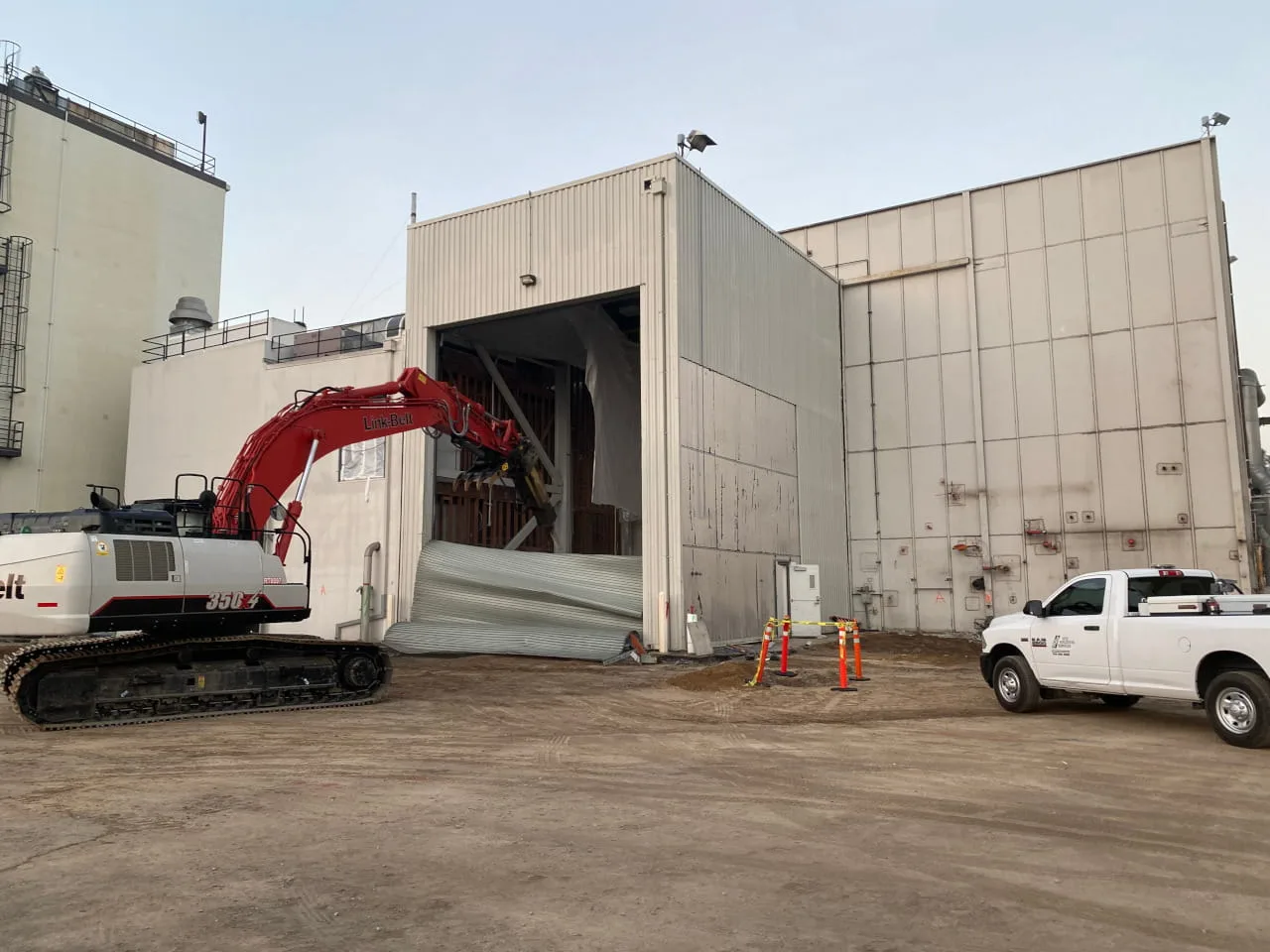 excavator begins selective demolition at northrop grumman