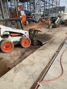 slab cutting and removal for new foundation at northrop grumman demolition site