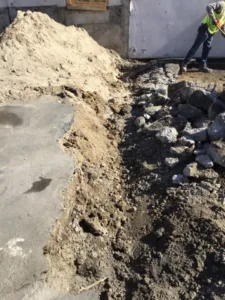 concrete slab breaking debris at Pyramid Labs in Costa Mesa