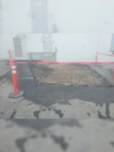 outdoor surface opening created by concrete flat sawing at Pyramid Labs in Costa Mesa