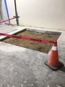 floor opening created by concrete flat sawing at Pyramid Labs in Costa Mesa