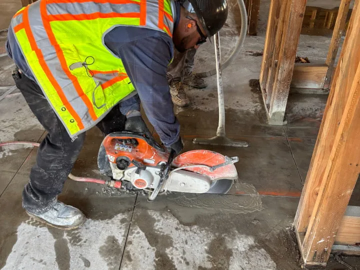 saw cutting a plumbing trench at residential care facility in azusa, ca