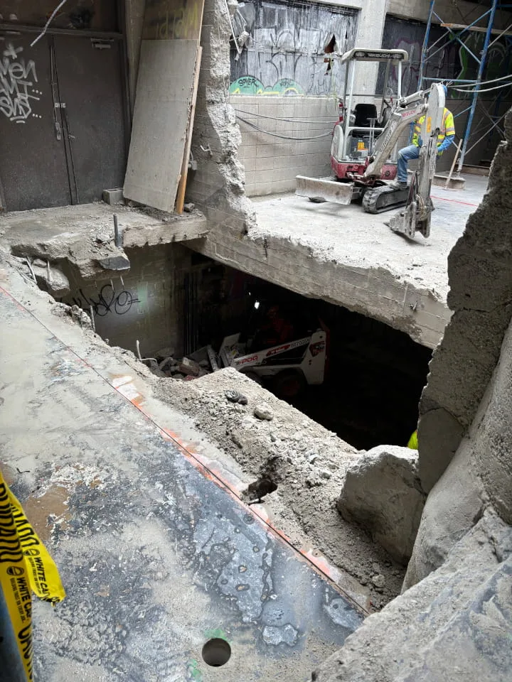 indoor concrete cutting project for Canyon Builders in Downtown Los Angeles - angle 1