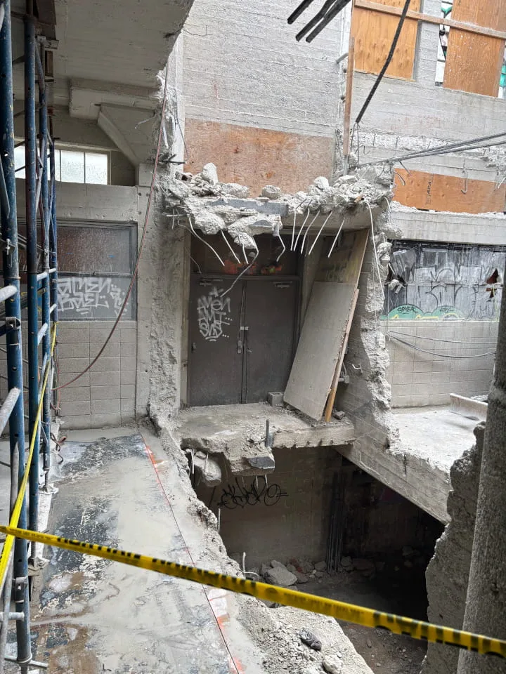 indoor concrete cutting project for Canyon Builders in Downtown Los Angeles - angle 2