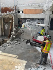 forklift drill bit for indoor concrete breaking project for Canyon Builders in Downtown Los Angeles